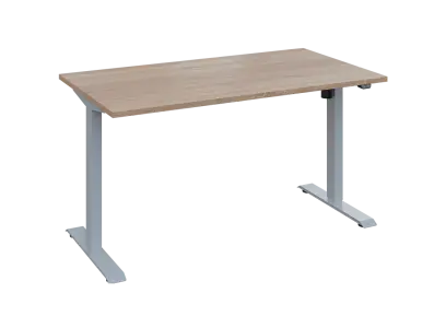 Flexi 28-14 výškově nastavitelný stůl, kovová podnož stříbrná, deska 25 mm, široký 1400 mm, dub bardolino